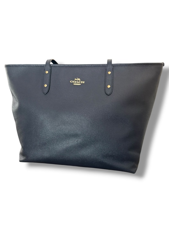 Coach Handbags - COACH Large City Tote Bag Coated Crossgrain Leather Tote, Navy, EUC